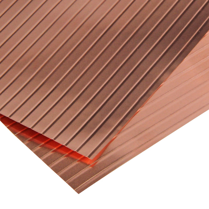 .006in Thick .187in Spacing 5x7in Crimped Copper Corrugated Sheet (HO Scale) (2 pcs)