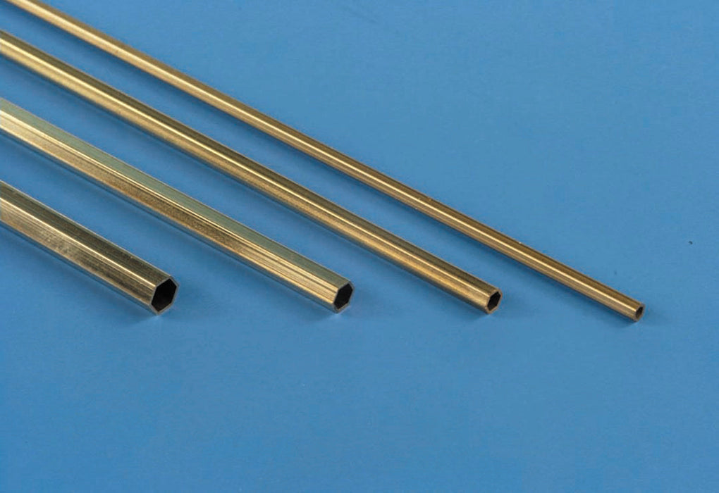 3/32in Brass Hexagonal Tube .014in Wall (12in long)